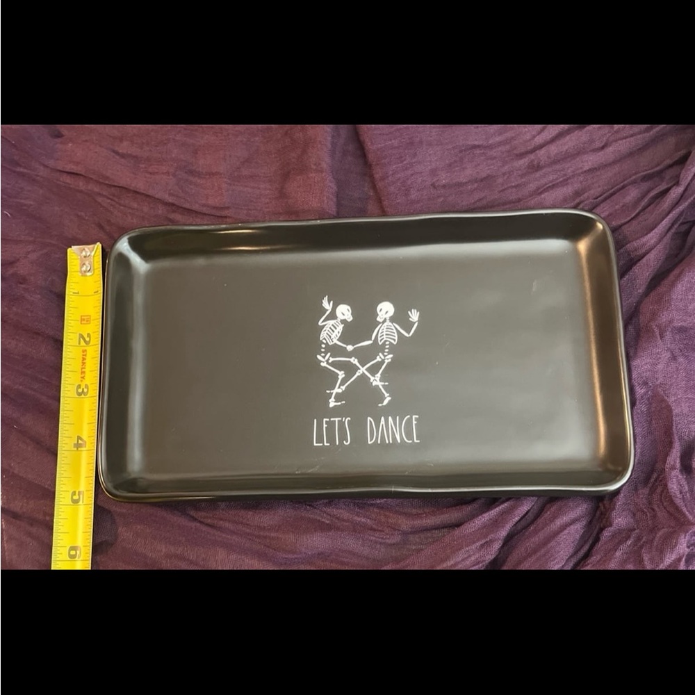 Rae Dunn “Let’s Dance” Skeleton Black Tray - Picture 3 of 6